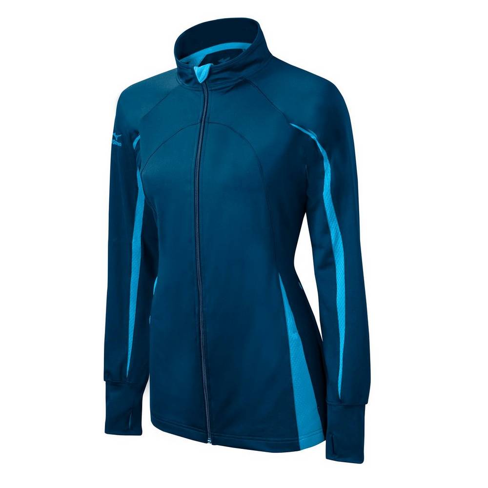 Giacca Mizuno Elite 9 Focus Full-Zip Donna - Blu Marino/Blu Chiaro - 27539-ORYU